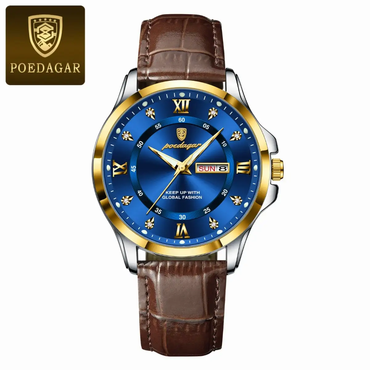 MONTRE DAME POEDAGAR MANCHE CUIRE COULEUR BLEU
